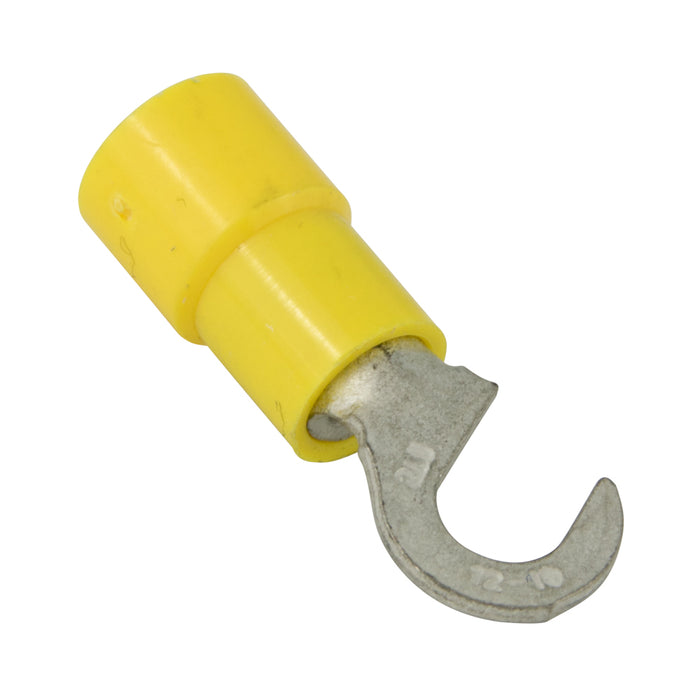 Copper Hook, Solderless, Insulated for #4, #6 Stud, 22-18 GA. Wire Electrolytic Copper Red Plastic Insulation Bright Tin Plate