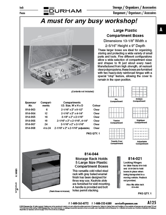 Boîte en plastique - 16 compartiments de 7,6 cm x 5 cm x 5,2 cm chacun. Dimensions de l'unité : 33 cm x 23,3 cm x 5,7 cm. Polypro transparent par Spaenaur Inc.