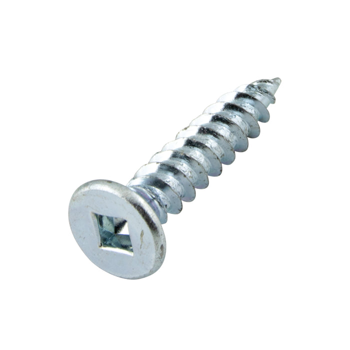 Wood Screw, Flat Head, Square Socket, #8 x 7/8" Length, Steel Zinc Plated, ASME/ANSI B18.6.1