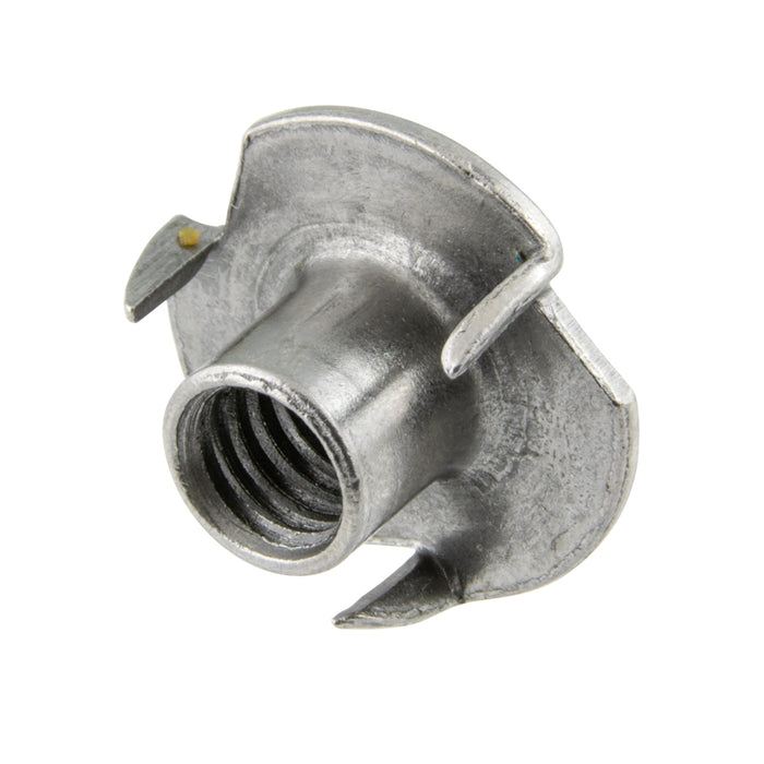 T-Nut, Straight Barrel, 3 Prongs 9/16" Flange DIA. #6-32 UNC x 1/4" Barrel HT Steel Plain by Spaenaur Inc.