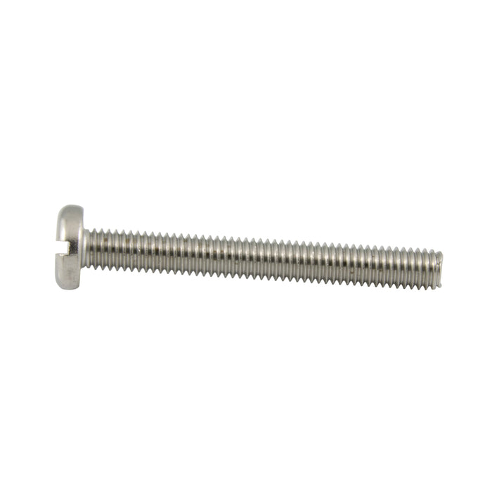 Machine Screw, Pan Head, Slotted Drive, M6 x 1.00 mm UNC x 60 mm Length, Stainless Steel
