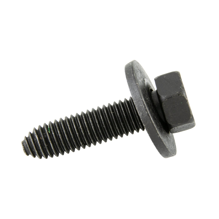 Sems Machine Screw Indented Hex Hd, With 1" OD Flat Washer, Dog Point, 3/8"-16 UNC X 1 3/16" Length, Low Carbon Steel, Phosphate & Oil by Spaenaur Inc.