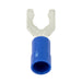 Cosse à fourche, type à verrouillage, sans soudure, isolée, fil 16-14 GA, goujon n° 6, cuivre électrolytique, étamage brillant épais, isolation plastique bleue par Spaenaur Inc.
