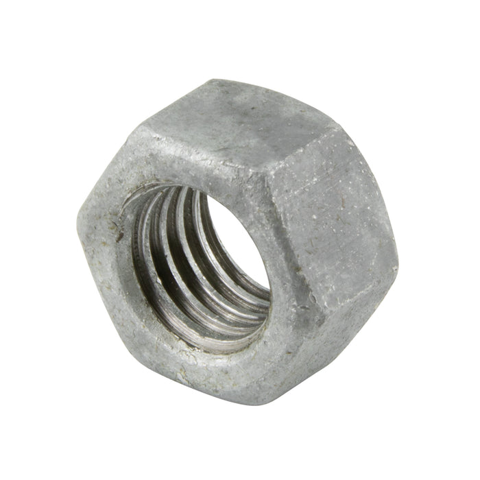 Hex Nut Finished, Tapped Oversize 7/16"-14 UNC (11/16" AF x 3/8" THK) Steel Hot DIP Galvanized Finish