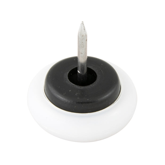 Cushioned Tack Glide 7/8" Base DIA x 5/16" Base THK Non-Marking Polyethylene Base- Natural White, Centre Cushion Black