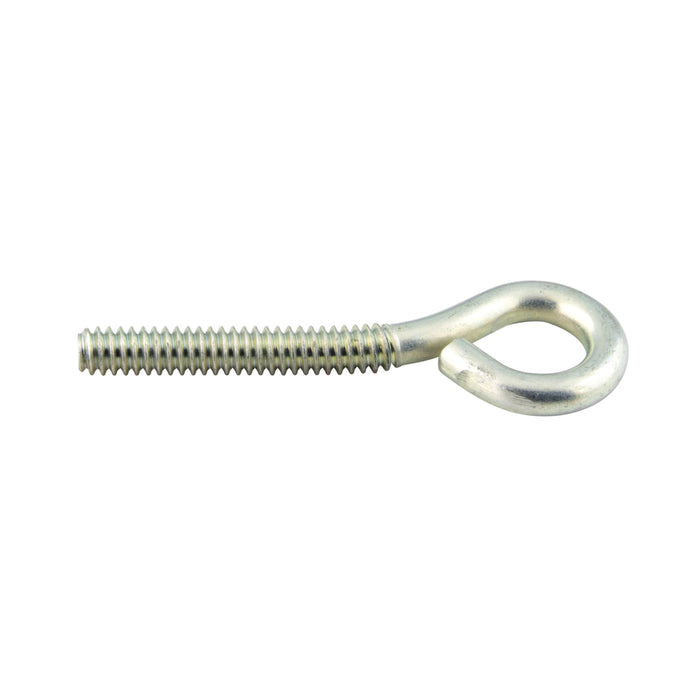Bent Eye Bolt, Full Thread (No Nut) 3/8"-16 UNC x 4" O/A LGTH, 1" Eye ID Steel Zinc Plated