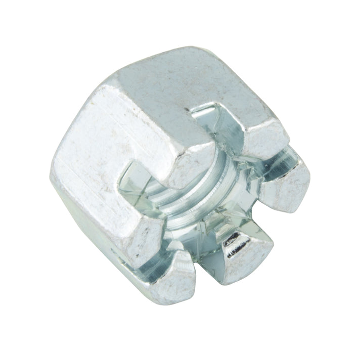 Écrou hexagonal à fente DIN 935 M10 x 1,50, classe 8, en acier zingué DIN 935/8-ZP M10, fabriqué par Spaenaur Inc.