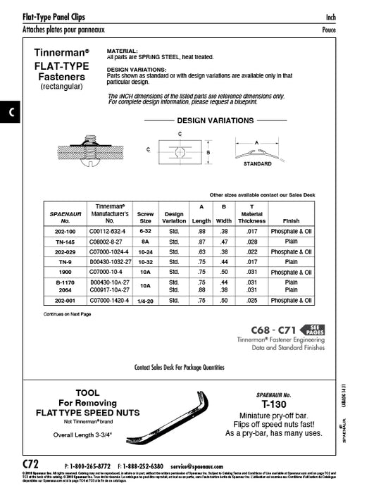 Flat Type Speed Nut #6-32 UNC Spring Steel Phosphate & Oil