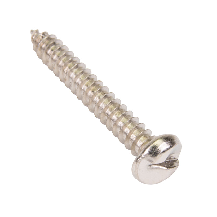 Tapping Screw, Pan Head One-Way Slotted Drive, Type AB, #12 x 1-1/2" Length, Steel Nickel Plated by Spaenaur Inc.