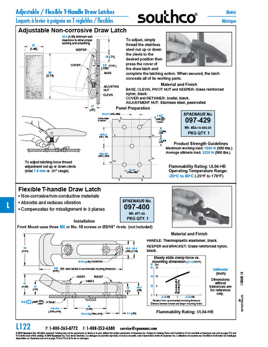 Loquet flexible avec dispositif de retenue en nylon 4,81 po x 1,88 po Élastomère thermoplastique, noir par Spaenaur Inc.