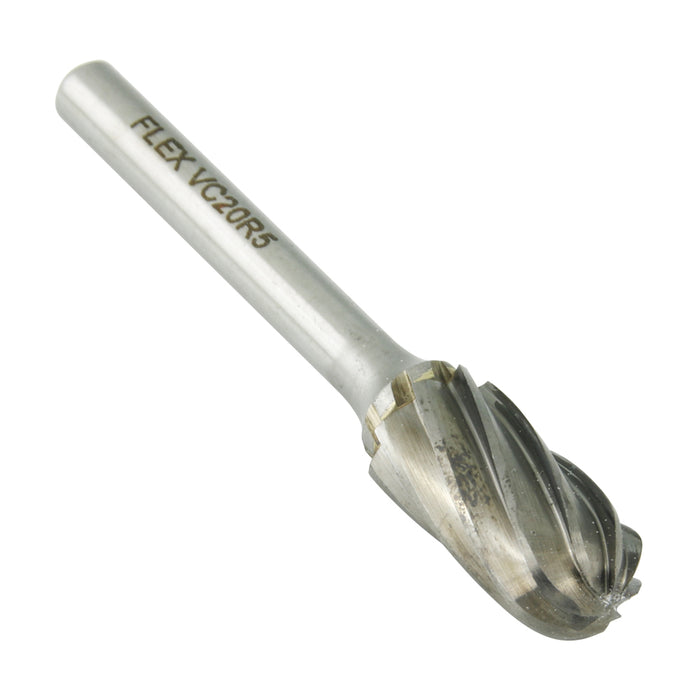 Carbide Burr, Aluminum Cut Ball Nose Cylinder Shape 1/2" DIA x 1" LGTH x 1/4" Shank