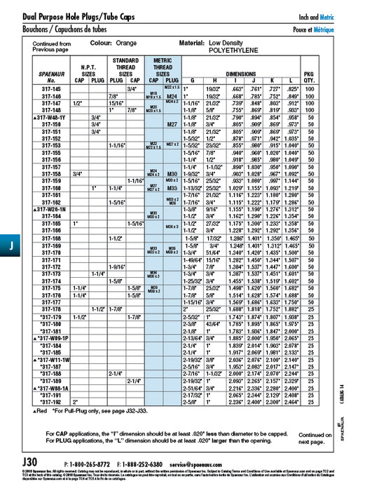 Tapered Cap & Plug 1" x 19/32" Low Density Polyethylene Colour orange