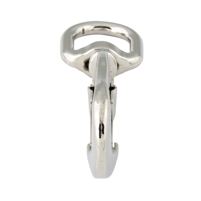 Mousqueton, œillet rond pivotant, œillet 3/4 po, longueur totale 3 1/2 po, ouverture 5/16 po, moulé sous pression en métal, nickelé par Spaenaur Inc.