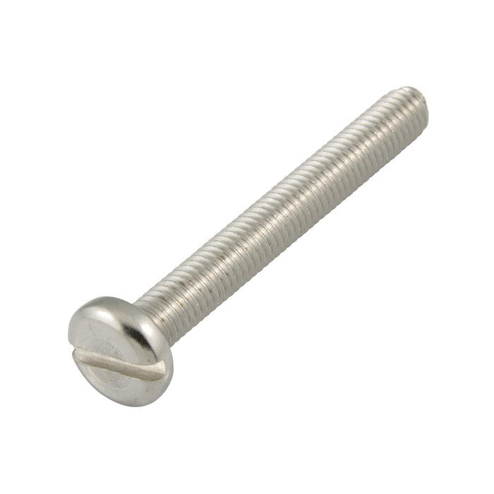 Machine Screw, Pan Head, Slotted Drive, M6 x 1.00 mm UNC x 60 mm Length, Stainless Steel