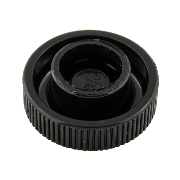 Shear-Loc Knob, Fine Ribbed M6 x 19mm O.D. Dupont Delrin 500 Black