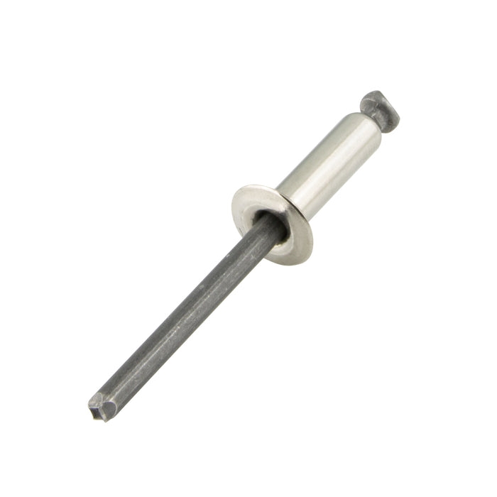 Pop Rivet Dome Head Open End 1/8" D x .515" L (.313-.375" Grip) 300 Series Stainless Steel Plain, Coated Steel Mandrel