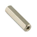 Spacer, Hexagon, Tapped, Seamless, Machined From Brass Rod, Threaded #6-32 UNC, 1/4" LGTH, 1/4" A.F. Brass, Nickel Plated by Spaenaur Inc.