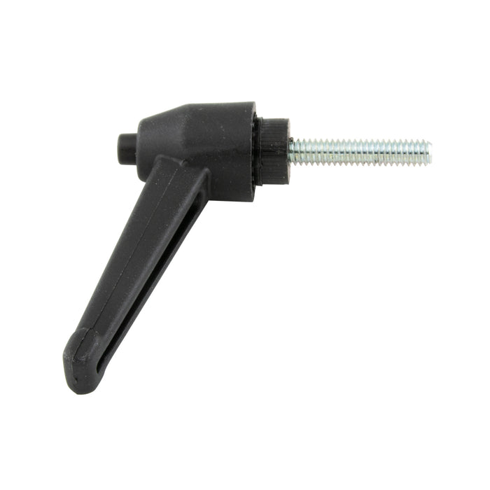 Levier de serrage à bouton-poussoir, mâle, longueur 2,05 po, goujon 1/4 po-20 x 1 po, hauteur totale 1,38 po, matériau thermoplastique, noir