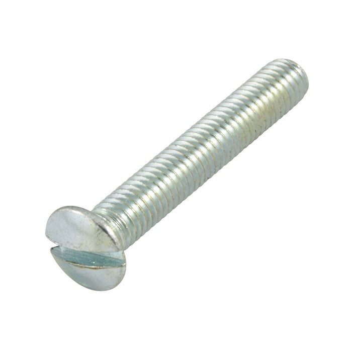 Machine Screw, Oval Head, Slotted Drive, M4 x 0.70 mm UNC x 8 mm Length, Steel Zinc Plated