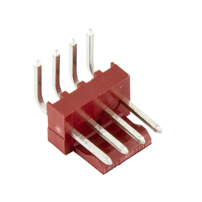 Système d'interconnexion Kk à 5 circuits avec verrouillage à friction à broches carrées. Espacement central de 2,54 mm (0,100 po). Série 7478-5A. Nylon - Rouge Ul 94V-O, broches - Laiton étamé, ignifuge par Molex®.