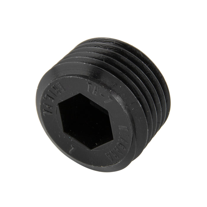 Bouchon fileté pour tuyau - Douille hexagonale 3/4 po-14 NPT Polyéthylène haute densité Couleur noire par Spaenaur Inc.