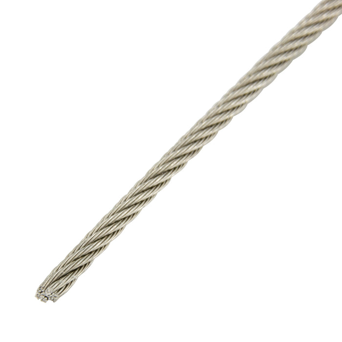 Câble à construction toronnée 7X7, diamètre du fil 1/16 po x 250 pi/bobine, acier inoxydable 302/304, lisse, par Spaenaur Inc.