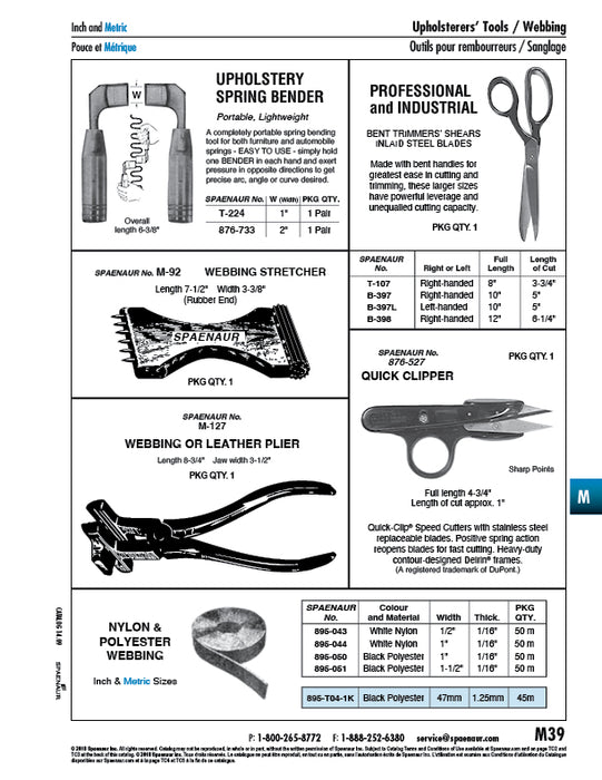 Webbing 1/2" Width x 1/16" Thick x 50 Mtr Natural Nylon, White