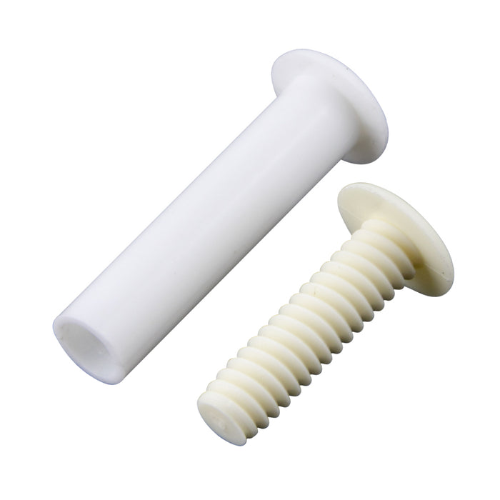 Binder Post & Screw (Nylon), Unslotted Thin Head, Rapid Assembly .240" DIA x 3/4" LG Polyethylene Post, Black Colour