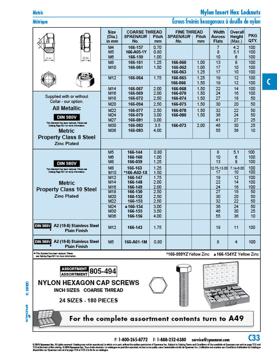 Prevailing torque Hex Lock Nut DIN 980V M12 x 1.75 A2 Stainless Steel Plain DIN 980V/A2 M12