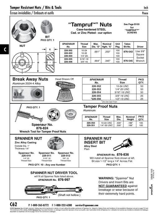 Spanner Nut Insert Bit for 1/4"-3/8" Nuts Steel by Spaenaur Inc.