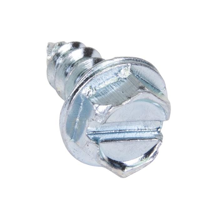 Tapping Screw, Indented Hex Washer Head Slotted Drive, Type AB, #8 x 3/8" Length, Low Carbon Steel Trivalent Zinc Plated by Spaenaur Inc.