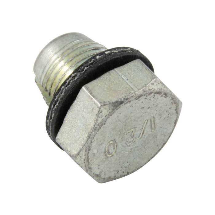 Self-Tapping Drain Plug with Fibre GAsket 1/2"-20 Double Oversize Low Carb Steel Case Hard Zinc PLTD