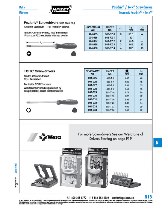 Tournevis Trinamic pour vis Torx internes, lame ronde, Torx T10, longueur de lame 70 mm, acier haute résistance chromé, pointe polie, manche en plastique noir, fabriqué par Spaenaur Inc.
