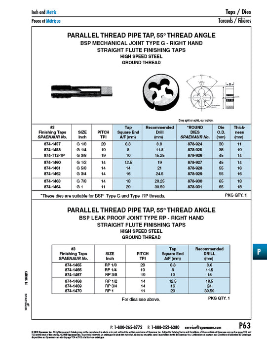 Round Die, 45mm O,D x 14mm Thick for G And Rp Threads G 1/2-14 High Speed Steel Ground Thread DIN 223/HSS G1/2 by Spaenaur Inc.