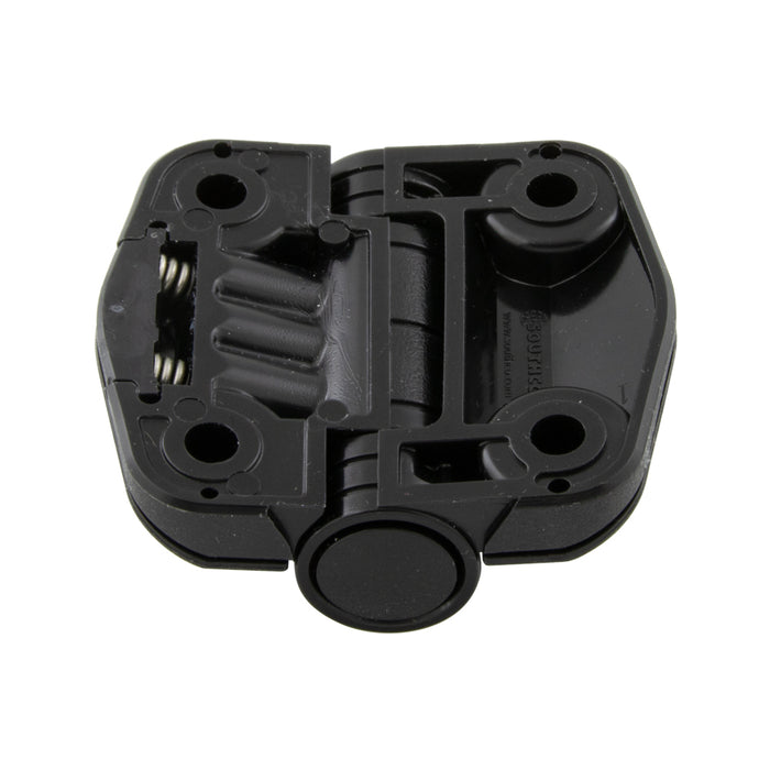 Charnière de positionnement de porte avec couvercles Angle d'ouverture bloqué à 80 degrés Couple de positionnement de 1,1 Nm Acétal noir, acier zinc Tube de blocage (quincaillerie de montage n° 10/M5 non fournie) (C6-32 et C6-601) par SouthCo