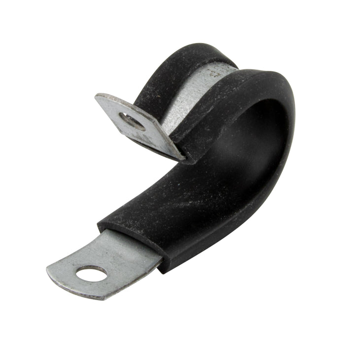 Double Tube Clamps - Closed Type (PVC Insulated) 5/8" Tube DIAm., .781" C to C Steel Hot Dipped Galvanized Black Vinyl Cushion
