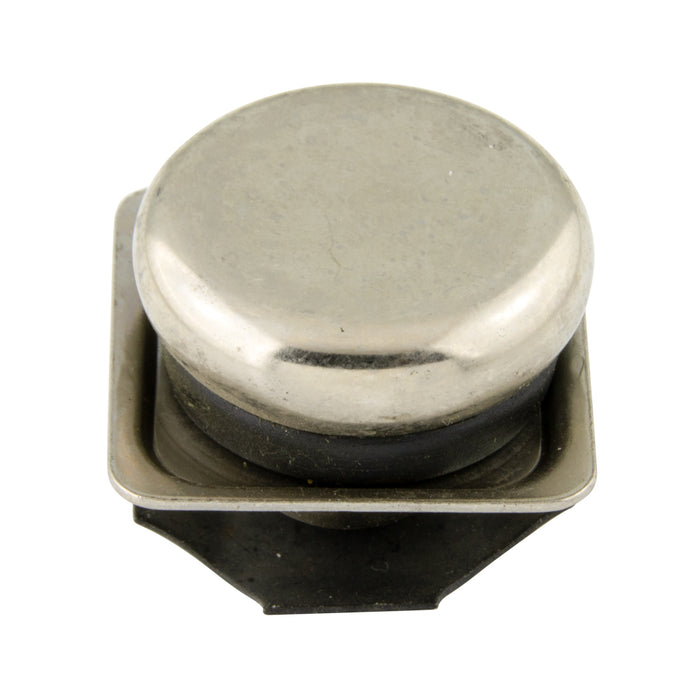 Glissière pour meuble, type à retenue interne, non pivotante, avec coussin pour base en acier tubulaire carrée de 1 1/8 po, calibre 20, nickelée par Spaenaur Inc.