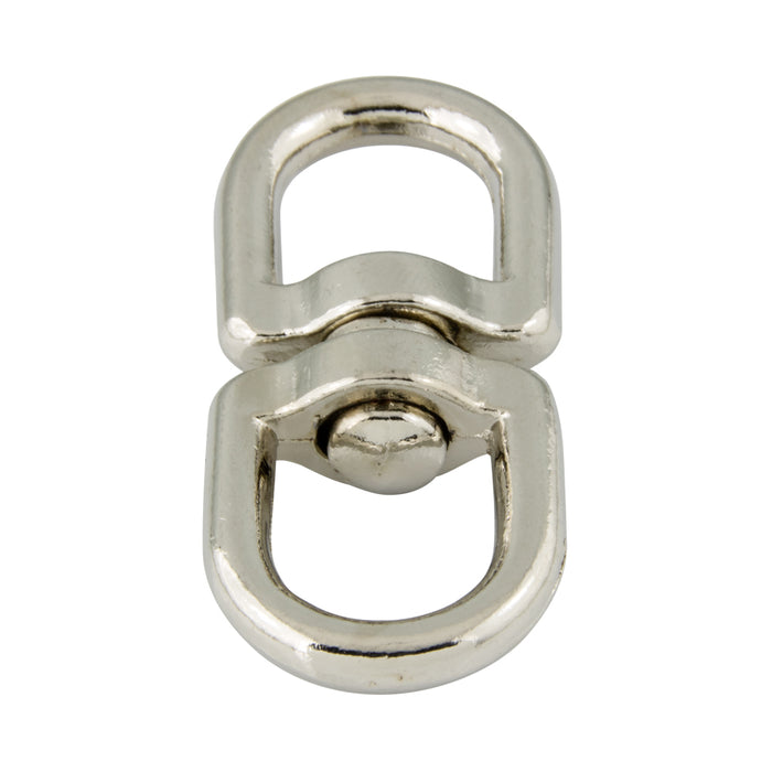 Double Swivel 5/8" Eye,2 3/8" Oal,  Use with 3/16" Snap Opening Zinc Die Cast, Nickel Plated