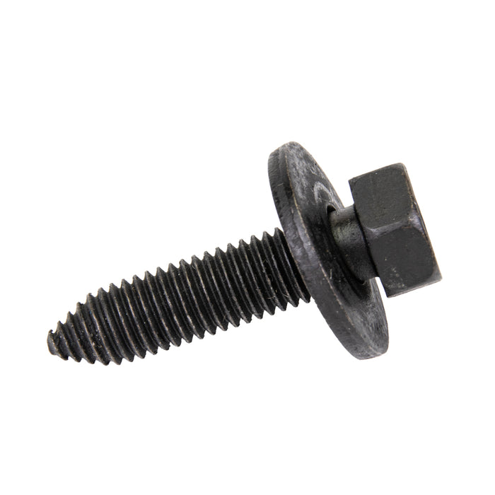 Sems Machine Screw Indented Hex Hd, With 1" OD Flat Washer, Dog Point, 3/8"-16 UNC X 1 3/16" Length, Low Carbon Steel, Phosphate & Oil by Spaenaur Inc.