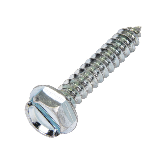 Tapping Screw, Hex Washer Head Slotted Drive, Type AB, #14 x 1-1/2" Length, Steel Zinc Plated by Spaenaur Inc.