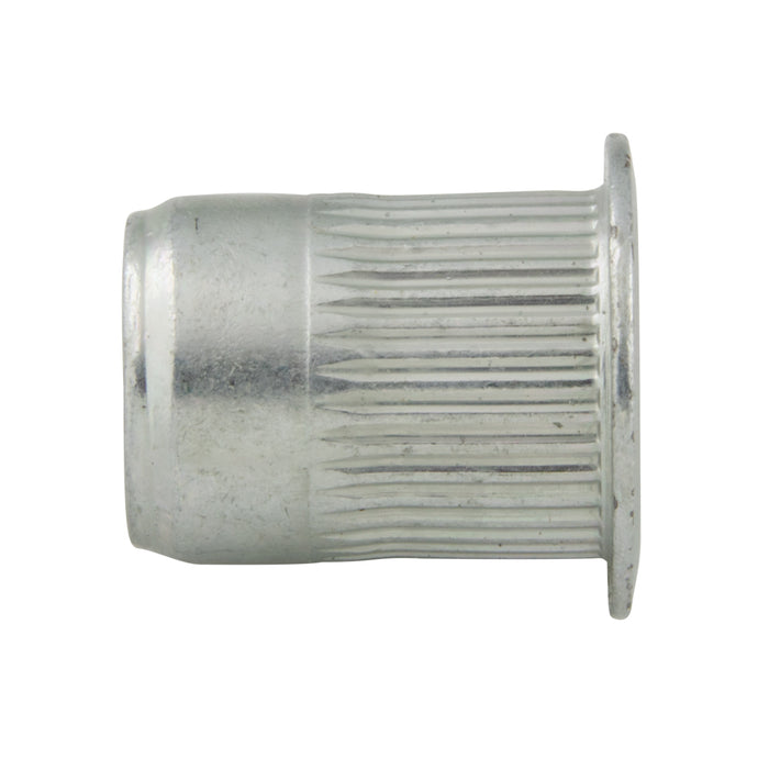 A-L Series Knurled Threaded Insert Standard Open End 1/4"-20 UNC x .027-.165" Grip Steel, Trivalent Zinc Plated