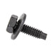 Sems Indented Hex Hd Machine Screw, With 3/4" OD Flat Washer, Dog Point, 1/4"-20 UNC X 15/16", Low Carbon Steel Black Phosphate, And Oil by Spaenaur Inc.