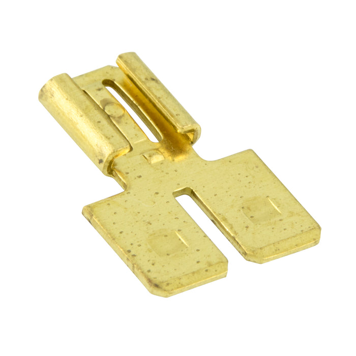 Brass Double Adapter, for 1/4" Mating Parts, Solderless, Non-Insul Ted Male-Female for 1/4" Brass Plain by Spaenaur Inc.