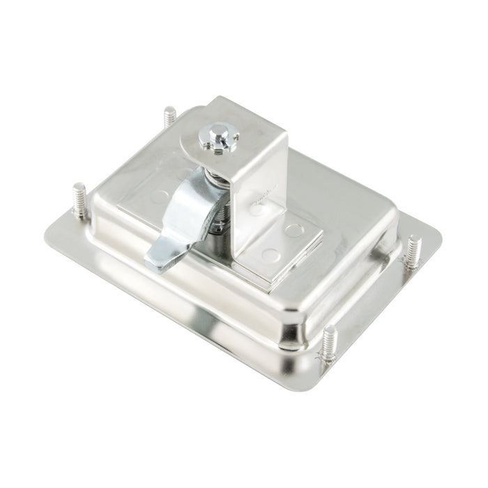 CLockwise Latching Flush (Cup) Latch W/Mounting Studs 3.50" x 4.50" (.88"-1.38" Grip Range) Polished Stainless Steel Die-Cast Zinc Handle by Spaenaur Inc.