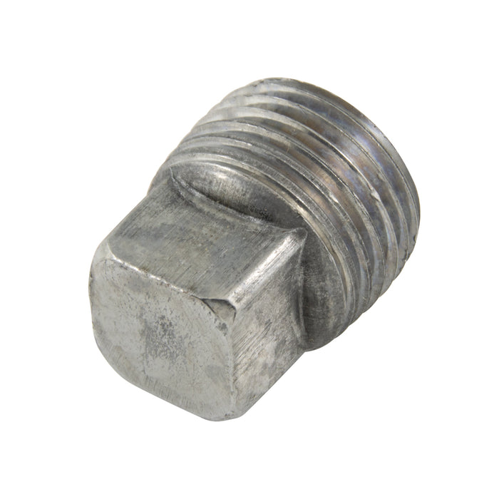 Square Head Magnetic Pipe Plug, Disc Style Magnet 1/2"-14 NPTF x .96" O/A LGTH "Ceramic I" Magnet, Steel Body