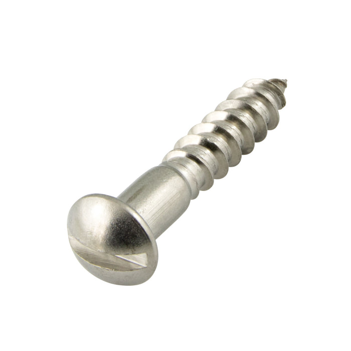 Wood Screw, Flat Head, Slotted, #8 x 1/2" Length, Stainless Steel, ASME/ANSI B18.6.1 by Spaenaur Inc.