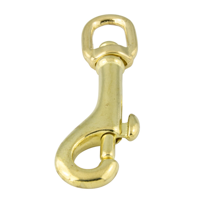 Bolt Snap, Swivel Round Eye 3/8" Eye, 3" Oal, 1/4" Snap Opening Cast Solid Brass Plain