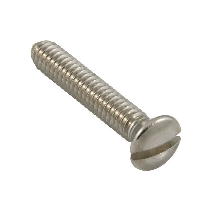 Machine Screw Oval Slot Head #10-32 UNF x 1" LG 18-8 Stainless Steel ANSI B18.6.3-Latest