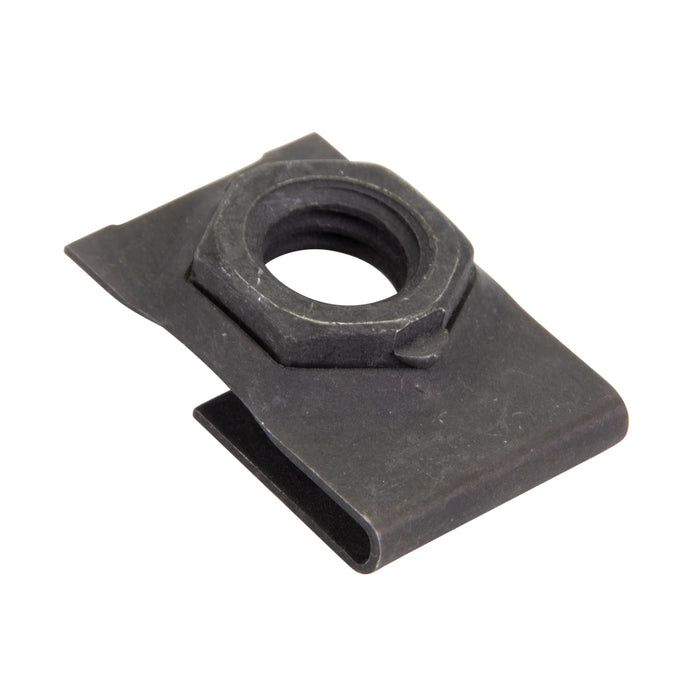 Dispositif de retenue d'écrou d'ancrage de type « J », 3/8"-16 UNC, plage de panneaux 0,050-0,090", acier à ressort traité thermiquement, finition phosphate et huile par Spaenaur Inc.