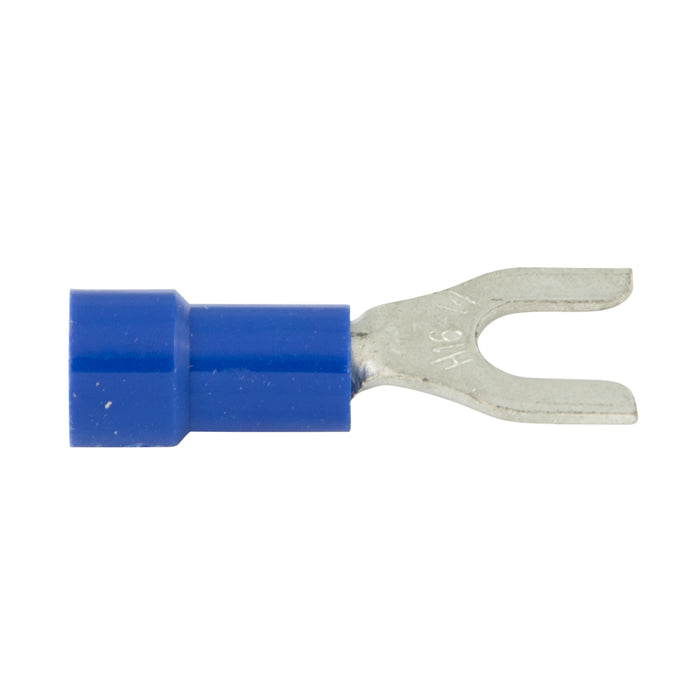 Spade tongue Terminal Solderless Insulated #16-14 GA Wire #8 Stud Electrolytic Copper, Tin Plated Blue Plastic Insulator by Spaenaur Inc.